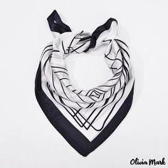 Olivia Mark - eaby mulberry silk scarf women black and white back to the pattern of silk decorative ladies small neck scarf Trendy White Square Silk Scarf, Elegant White Square Scarf, Elegant White Rectangular Scarves, Elegant White Square Silk Scarf, White Square Scarf For Summer, White Square Silk Scarf As Gift, Trendy Black Silk Square Scarf, Trendy Black Square Silk Scarf, White Square Silk Scarf For Spring