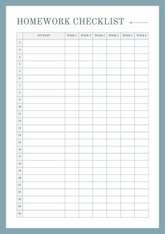 a printable homework checklist with the words homework checklist written in white ink