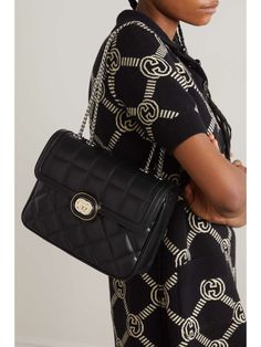 GUCCI Deco logo-embellished quilted leather shoulder bag | NET-A-PORTER High-end Formal Quilted Bags, High-end Quilted Formal Bag, High-end Black Quilted Bag, High-end Quilted Bags For Formal Occasions, Luxury Quilted Shoulder Bag For Evening, Quilted Leather Evening Bag, Elegant Quilted Bag For Everyday Luxury, High-end Quilted Shoulder Bag For Everyday Luxury, Elegant Quilted Evening Bags