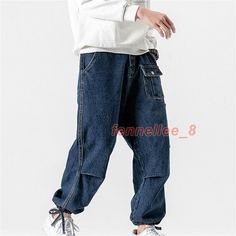 Men Cargo Pocket Jeans Retro Denim Pants Elastic Waist Hip Hop Blue Trouser Chic This item is for one pair of pants. Please note this is in Asian sizing, smaller than western size e.g. UK, US, AU. Please check the measurements carefully before making a purchase. If you are not sure which size to buy, please provide height and weight, we will recommend a suitable size. Please allow 2-3cm discrepancy due to different measurement method. Material: cotton blend Color: blue M: length 94cm/ 37.0 in , Baggy Dark Wash Hip Hop Cargo Jeans, Baggy Denim Cargo Jeans Hip Hop Style, Hip Hop Style Dark Wash Denim Pants, Hip Hop Dark Wash Denim Pants, Blue Hip Hop Jeans With Pockets, Blue Hip Hop Jeans, Hip Hop Jeans With Cargo Pockets In Dark Wash, Dark Wash Hip Hop Jeans With Cargo Pockets, Hip Hop Denim Blue Cargo Jeans