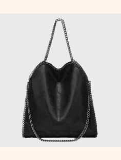 BagForLove - Women's Chains Large Vegan Hobo Bags in Black Leather Shoulder Bag With Chain Link For Everyday, Leather Chain Link Shoulder Bag For Everyday, Chain Tote Bag For Everyday Use, Everyday Chain Tote Bag, Black Shoulder Bag With Chain, Leather Chain Link Bag For Everyday Use, Black Chain Shoulder Bag For Shopping, Leather Tote Shoulder Bag With Chain, Leather Hobo Bag With Chain Strap For Everyday