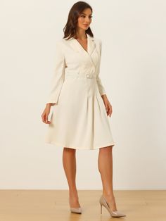 Shop Allegra K for work elegant notched collar belted pleated button blazer dress you are looking for, get more women's dresses for yourelf. Order now! Free Returns! Blazer Design, V Neck Collar, Work Dresses For Women, Work Dresses, Classic Heels, Blazer Designs, Office Environment, Comfortable Design, Black Velvet Dress