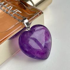 High grade deep purple Amethyst heart necklace💜 Use Amethyst crystals to obtain clarity of the mind and the spirit. 🙏 Crystals of Amethyst signify magic, mystery, royalty, and good judgment power, protection, healing. 💜HEALING PROPERTIES of Amethyst - Cleanses negativity and confusion ⠀⠀ - Spiritual clarity⠀⠀ - Helps to make decisions ⠀⠀ - Calms the mind and the spirit ⠀⠀ - Extremely protective⠀ As you may know, you can choose chain length (18in or 24in) as well as material (Sterling Silver, Purple Heart Necklace For Valentine's Day Gift, Purple Heart Pendant Necklace For Jewelry Making, Purple Jewelry For Valentine's Day Gift, Purple Amethyst Heart Necklaces, Purple Amethyst Heart Necklace, Purple Heart-shaped Amethyst Necklaces, Purple Heart Amethyst Necklace, Purple Heart Pendant Jewelry Gift, Spiritual Heart-shaped Crystal Necklaces For Valentine's Day