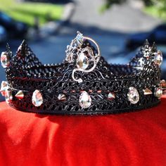 "Black Crown King Crown Black Mens Crown Gothic Black Gothic crown Halo Crown Mens Crown Crowns and Tiaras King Crowns for Men Full Round This is great handmade medieval style crown. Unique design and fine jewelry quality of work. Great accent for kings or queens or other noble character, great accessory for both events and regular usage. - Crown is made to fit head circumference, please measure the size as it showing on a picture. - Choose stones colors you like - Higher point 3.2\" ( 9 cm) Ready to ship" Black Crown King, Crowns For Men, Mens Crown, King Crowns, Male Crown, Gothic Crown, Crown Halo, Crown King, Dragons Crown