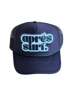 Apres Surf Trucker Hat Surf all day long and then vibe. This his or hers trucker is part of our Destination Collection. Cute and perfect for your next day in the sun. So light, medium profile and a perfect addition to your growing hat collection. This patch is sewn on for extra durability. 5 Panel Foam Mesh Back Trucker, Pro Style Adult Sizing 100% Poly Foam Front, 100% Nylon Back Surf Hat, Surf Hats, Southern California Beaches, Astrology Jewelry, Crystal Shoes, Hat Collection, Beach Lifestyle, California Beach, Beach Essentials