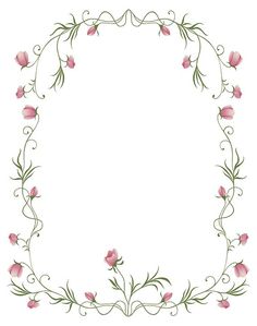 a frame with pink flowers and vines