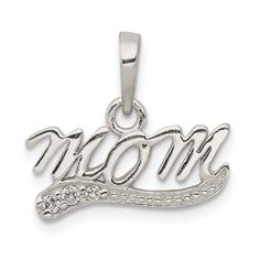 Sterling Silver Polished C.Z Mom Pendant at $ 13.88 only from Jewelryshopping.com Mom Pendant, Elegant Pendant, Fine Jewelry Gift, Fine Jewellery Necklace, Cz Stone, Sterling Silver Charm, Charm Pendant, Jewelry Stores, Charm Necklace