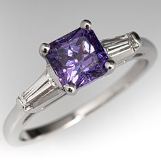 This elegant ring is centered with a square radiant cut no heat sapphire with Tanzania origin that we sourced and set in an elegant platinum diamond mounting. This ring is currently a size 7. Purple Diamond Jewelry, Luxury Square Cut Brilliant Sapphire Ring, Luxury Square-cut Brilliant Sapphire Ring, Luxury Square-cut Sapphire Ring With Brilliant Cut, Gia Certified Square Cut Sapphire Ring, Square-cut Brilliant Sapphire Ring, Elegant Gia Certified Square Cut Sapphire Ring, Square Cut Brilliant Sapphire Ring, Formal Square Cut Sapphire Ring With Accent Stones