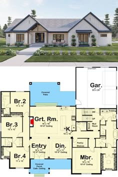 the floor plan for this modern house is very large and has two master suites on each side