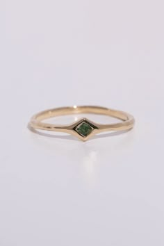 Radiance – Dear Survivor Unique Dainty Rings, Gemstone Settings, Green Rings, Square Stone, Unique Wedding Bands, Green Sapphire, Pretty Rings, Recycled Gold, Hello Dear