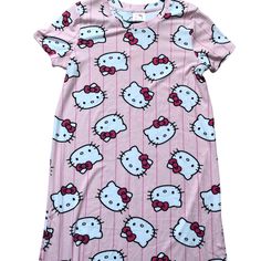 Nwt Adorable, Hello Kitty Nightgown, Pajamas Kawaii Pink Sleepwear For Bedtime, Pink Hello Kitty Print Sleepwear For Summer, Cute Hello Kitty Print Sleepwear For Bedtime, Cute Hello Kitty Sleepwear For Bedtime, Casual Hello Kitty Sleepwear, Cute Hello Kitty Print Sleepwear, Pink Kawaii Hello Kitty Sleepwear, Cute Pink Hello Kitty Sleepwear, Hello Kitty Print Cotton Sleepwear