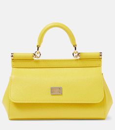 Sicily Small leather shoulder bag in yellow - Dolce Gabbana | Mytheresa Classic Yellow Shoulder Bag With Handles, Classic Yellow Shoulder Bag, Luxury Yellow Crossbody Satchel, Luxury Yellow Bag With Top Carry Handle, Classic Yellow Shoulder Bag With Top Carry Handle, Classic Yellow Satchel With Top Carry Handle, Classic Yellow Satchel With Detachable Handle, Luxury Yellow Satchel Shoulder Bag, Classic Yellow Top Handle Bag