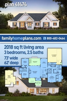 two story house plans with 3 bedroom and 2 bathroom in the front, one living area on