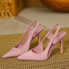 - Elegant Pointy Toe - Fashionable Style - Stiletto Heel - Slingback - Material Elastane Lime Green Heels, Pointed High Heels, Hak Tinggi, Elegant Pumps, Pink High Heels, Elegant Sandals, Chic Sandals, Mode Inspo, Carrie Bradshaw