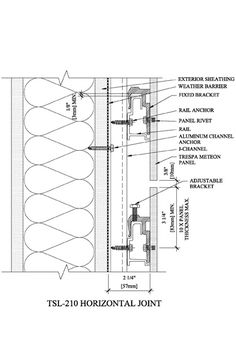 an architectural drawing showing the details of a wall