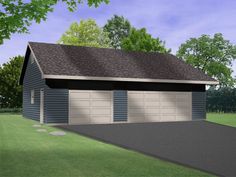 a two car garage is shown in this computer rendering