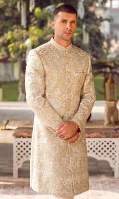 Buy Embroidered Pakistani Groom Sherwani Dress for Wedding that comes in premium quality fabric. The Sherwani Dress is available Online. Fast shipping. Long Sleeve Embroidered Churidar For Wedding, Elegant Churidar With Intricate Embroidery For Traditional Ceremonies, Wedding Unstitched Jamawar Suit With Intricate Embroidery, Unstitched Jamawar Suit With Intricate Embroidery For Wedding, Formal Semi-stitched Naqshi Lehenga, Formal Naqshi Semi-stitched Lehenga, Eid Wedding Sherwani With Resham Embroidery, Raw Silk Bandhgala With Intricate Embroidery For Traditional Ceremonies, Elegant Gown With Naqshi For Reception