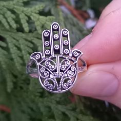 Hand of Fatima Ring, 925 Sterling Silver, Hamsa Ring,Hand of Fatima Filigree Ring, Hand Ring,Religious Jewelry Gift for Women by Beldiamo * 100% polished solid sterling silver * Solid sterling silver weight: approx. 5-6.5 Grams.Depending on the size of the ring. * The face Size : 22 mm /0.86 in x 18mm /0.70 in * The back shank : 4 mm / 0.15 in * Crafted and polished by hand * .925 trademark stamp * R0005-GJ-5 Fact Although the Hamsa hand is known to bring fortune and fertility in some religions Traditional Silver Promise Ring, Spiritual Open Ring With Intricate Design, Spiritual Sterling Silver Flower Ring, Spiritual Promise Ring With Intricate Design, Spiritual Sterling Silver Rings With Intricate Design, Sterling Silver Spiritual Toe Ring, Sterling Silver Spiritual Filigree Ring, Handmade Sterling Silver Spiritual Filigree Ring, Spiritual Sterling Silver Round Filigree Ring