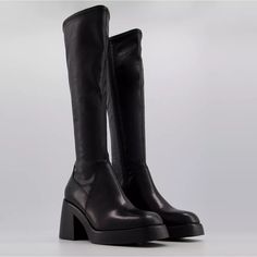 Brand: Vagabond Name: Brooke Tall Material: 100% Leather Color: Black Size: Eu40/Us 10 Brand New In Box. I Believe These Run Small And Would Best Fit Us9-9.5. Edgy Leather Boots With Square Toe, Modern Black Leather Knee-high Boots, Leather Knee-high Platform Boots With Medium Width, Black Leather Knee-high Boots With Block Heel, Edgy Leather Platform Boots Medium Width, Edgy Leather Heeled Boots With Stacked Heel, Leather Knee-high Platform Heeled Boots, Edgy Leather Heeled Boots With Block Heel, Edgy Leather Knee-high Boots With Round Toe