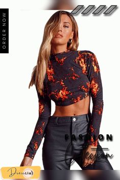 Women Dragon Pattern Print Crop T-shirts Tops Long Sleeve Backless Sexey Tees Top Women Cropped Skinny Elastic Clothing High Stretch Cropped Top For Club, High Stretch Y2k Tops For Club, Y2k Style Party Crop Top For Fall, Y2k Party Crop Top For Fall, Trendy High Stretch Tops For Club, Y2k Style Fall Party Crop Top, High Stretch Tops For Club In Spring, High Stretch Cropped Party Tops, High Stretch Cropped Tops For Party