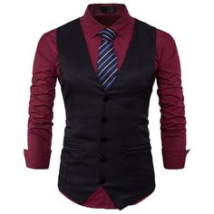 Men's Autumn/Spring Slim Fit Vest | ZORKET | #vest Business Suit Vest, Men Waistcoat, Mens Vest Fashion, Mens Waistcoat, Waistcoat Men, Mens Suit Vest, Waistcoat Dress, Cool Outfits For Men, Casual Vest