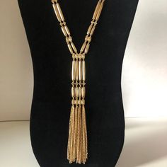 Brand New And Never Been Worn! Chain Fringe Long Necklace Extender And Clasp Closure Gold Lariat Necklace Long, Elegant Metal Tassel Necklace, Elegant Metal Tassel Necklace For Parties, Elegant Gold-tone Metal Long Necklace, Vintage Lariat Necklace With Adjustable Length, Long Chain Lariat Necklace For Formal Occasions, Elegant Metal Lariat Necklace With Chain Detail, Elegant Metal Lariat Necklace With Chain, Adjustable Chain Necklace For Evening