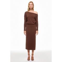 Brown (62% Superfine Wool, 20% Tencel, 18% Pbt Polyester). Cocktail Dresses. Asymmetric. Long Sleeve. Pull On. Shoulder to Hemline Length: 54.5". Imported. Asymmetrical Brown Dress For Fall, Elegant Brown Asymmetrical Midi Dress, Brown Asymmetrical Dress For Fall, Brown One-shoulder Midi Dress, Asymmetrical Workwear Dresses For Fall, Formal Asymmetrical Midi Dress For Fall, Asymmetrical Fall Workwear Dresses, Formal Fall Asymmetrical Dress With Asymmetrical Neckline, Formal Asymmetrical Dress With Asymmetrical Neckline For Fall