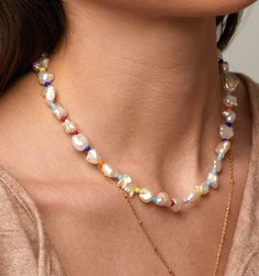 Pearl Necklace With Color Beads – Rellery Luxury Classic Beaded Necklace With Pearl Charm, Multicolor Beaded Necklace With Pearl Drop, Multicolor Beaded Necklaces With Pearl Drop, Multicolor Beaded Necklace With Pearl Charm, Multicolor Pearl Drop Necklace, Multicolor Pearl Drop Necklaces With Round Beads, Multicolor Pearl Drop Beaded Necklace, Multicolor Round Beads Necklace With Pearl Drop, Multicolor Single Strand Pearl Jewelry