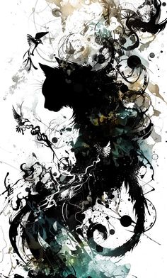 an artistic painting with black and white colors