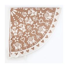 a brown and white bandana with hearts on it