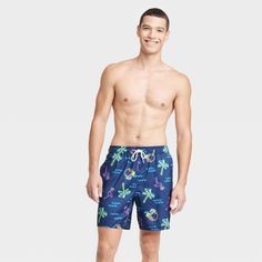 From laps in the backyard pool to lounging at the beach, enjoy sunny escapades in these Waterloo Flamingo Swim Shorts from Goodfellow & Co™. Tailored in a regular silhouette, these swim shorts are crafted from lightweight fabric with built-in briefs to offer you comfy, confident wear in or out of the water. The swim trunks feature a full-elastic waistband with adjustable drawstring closure that helps you find the best fit, along with side pockets so you can keep small essentials on hand. Boastin Blue Neon, Recycled Polyester Fabric, Swimwear Brands, Printed Swim, Swimsuit Shops, Backyard Pool, Mens Big And Tall, Swimwear Fashion, Big & Tall