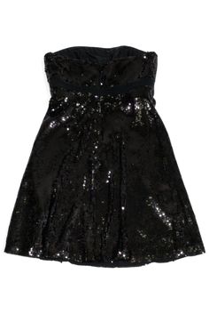 Sparkle the night away in this chic strapless dress. All over sequins and an empire waist make this dress a flattering choice. Style it with black pumps and a clutch in a bold color. Size 4 100% silk Sequins on fabric Concealed back zipper Above knee Boned bodice Empire waist Bust 31" Waist 28" Total length 29.5" Knee Bones, Sequin Strapless Dress, Boned Bodice, Bold Color, Badgley Mischka, Black Sequins, Black Pumps, Above Knee, Empire Waist