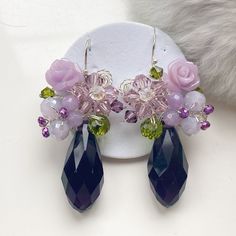 Purple earrings  - Earrings size 2.0 x 4.5 cm. - Come with jewellery box. Thank you for visiting PastelGems. Earrings Bridesmaid, Purple Earrings, Kids Fabric, Women Gifts, Earrings Women, Wedding Jewellery, Earrings Statement, Gifts Wedding, Bridesmaid Earrings