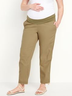 rollover waistband faux fly diagonal pockets at front patch pockets at back versatile panel rolls up or down for added support relaxed through hip and thigh straight leg model is approximately 5'9" and wears a size M (8) High Waist Relaxed Fit Pants With Comfort Waistband, Mid-rise Relaxed Fit Pull-on Pants, Relaxed Fit Mid-rise Bottoms With Side Pockets, Non-stretch Tapered Leg Bottoms With Elastic Waistband, Versatile Mid-rise Bottoms With Hip Pockets, Non-stretch Mid-rise Bottoms With Side Pockets, Cotton Bottoms With Side Pockets And Adjustable Waist, Versatile Comfort Stretch Pants With Hip Pockets, Adjustable Waist Cotton Pants With Pockets