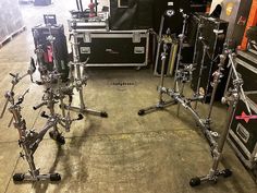 a group of musical equipment sitting on top of a floor