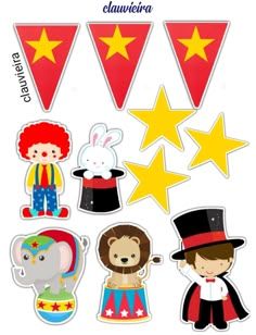 the circus stickers are on display for everyone to see