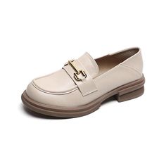 W105-6 Low Heel Outdoor Leather Loafers: Women's Casual Shoes - Touchy Style . Beige Slip-on Flats With Round Toe, Beige Slip-on Flat Moccasins, Beige Slip-on Loafers For Spring, Beige Slip-on Flat Leather Shoes, Beige Slip-on Moccasins With Flat Heel, Spring Beige Slip-on Loafers, Spring Beige Leather Shoes With Flat Heel, Beige Flat Leather Shoes For Spring, Spring Beige Flat Leather Shoes