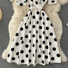 Cute polka dot v neck short dress fashion dress Fabric: blended Color: black, white Size(cm): S, M, L, XL S length 105 bust 80 waist 68 M length 106 bust 84 waist 72 V Neck Short Dress, Short Dress Styles, Dress Fashion, Short Dress, Dress Fabric, Polka Dot, Short Dresses, Polka Dots, Fashion Dresses