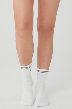 Step into your new favorite socks—they’re stretchy and sweat-wicking (for performance) and finished with a reflective Alo logo (for subtle flash in low light). Don’t miss the functional details, like ribbing at the ankles, ribbing at the midfoot and slight padding at the heels and toes for a comfortable fit. Sporty Gym Socks, Sweat Resistant Athleisure Socks For Gym, Sweat Resistant Gym Socks Athleisure, Sweat Resistant Gym Socks In Athleisure Style, Sporty Gray Socks For Training, Sporty Stretch Socks For Gym, Sporty Sweat-resistant Gym Socks, Sporty Gray Socks For Sports, Athleisure Anti-odor Socks For Gym