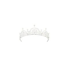 a white tiara with pearls on it