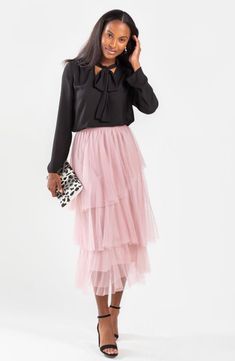 Kate Tulle Skirt (Ballerina Blush) – The Nod Boutique Chic Tulle Lined Maxi Skirt, Elegant Long Layered Skirt, Chic Spring Tulle Maxi Skirt, Chic Tulle Maxi Skirt For Spring, Spring Tiered Skirt For Layering, Tiered Skirt For Spring Layering, Layered Flowy Skirt For Spring, Tiered Maxi Skirt For Layering, Elegant Tiered Pleated Maxi Skirt