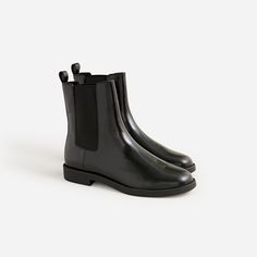 J.Crew: Chelsea Boots In Leather For Women Classic Leather Mid-calf Boots With Low Heel, Classic Calf Leather Boots With Flat Heel, Calf Leather Ankle Platform Boots For Work, Winter Chelsea Boots With Leather Footbed, Medium Width Calf Leather Boots With Low Heel, Calf Leather Boots With Reinforced Low Heel, Calf Leather Ankle Boots With Padded Ankle, Calf Leather Boots With Reinforced Heel And Low Heel, Calf Leather Ankle-high Boots With Padded Ankle