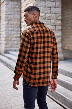 Stay warm and stylish this winter with our Men's Plaid Brushed Flannel Long Sleeve Shirt. The soft, brushed fabric offers both comfort and durability while the classic plaid pattern adds a pop of color to your wardrobe. Perfect for any casual or outdoor occasion. 60% Cotton, 40% Polyester Care instructions Machine Wash Men's flannel shirt is made of high quality brushed flannel, soft, comfortable, warm, lightweight, which can make you feel warm and comfortable when you put it on. Size Chart (Inc Winter Knit Hats, Red Checkered, Mens Flannel Shirt, Loose Fitting Tops, Mens Plaid, Winter Knits, Blue Star, White Plaid, Sunglass Frames