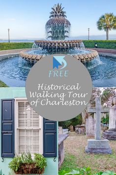 the historical walking tour of charleston with text overlay that reads free historic walking tour of charleston