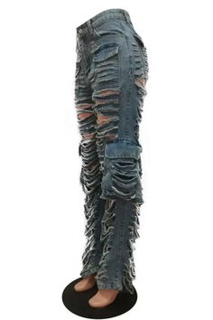 Upgrade your style with a pair of our Grunge Style Ripped Cargo Jeans. These unique jeans come with all the grungy street-cred you need, featuring rips and cargo pockets that'll give your look an edge! Wear 'em if you dare! Decoration Button , Zip Up , Pockets , Hole Style Sexy & Club Fabric Type Denim Material Cotton , Polyester Pattern Type Solid Season Spring / Autumn Type Jeans Fabric Non-Stretch Unique Jeans, Jeans Fabric, L And Light, Denim Material, Hair Accessories Jewelry, Grunge Style, Cargo Jeans, Shoe Size Chart, Grunge Fashion