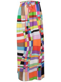 multicolour geometric-pattern print high waist elasticated drawstring waistband straight hem Uzun Boy, Fashion Capsule Wardrobe, Fashion Capsule, Printed Maxi Skirts, Drawings Simple, Straight Skirt, Printed Maxi, Drawstring Waistband, Geometric Print