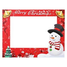 a christmas photo frame with a snowman on it