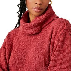 Totally timeless in an oversized, relaxed fit, this goes-with-anything turtleneck is featured in a textured knit fabrication with dropped shoulders, ribbed hems, and side slits at bottom for added shape. Oversized Textured Knit Turtleneck With Funnel Neck, Oversized Textured Knit Turtleneck, Oversized Ribbed Collar Turtleneck For Fall, Oversized Fall Turtleneck With Ribbed Collar, Oversized Turtleneck With Ribbed Collar For Fall, Oversized Textured Knit High Neck Sweater, Oversized Knit Turtleneck For Layering, Casual Knit Funnel Neck Turtleneck, Casual Funnel Neck Knit Turtleneck