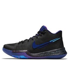 Nike Kyrie 3 EP 'Black Blue Purple' 852396-003 (SNKR/Basketball/Kyrie Irving/Shock-absorbing) Blue Breathable Basketball Shoes, Breathable Blue Basketball Shoes, Blue Basketball Shoes With Cushioned Footbed, Nike Black Basketball Shoes, Nike Blue Basketball Shoes, Blue Cushioned Basketball Shoes, Purple High-top Basketball Shoes For Training, Nike High-top Purple Basketball Shoes, Purple Mid-top Basketball Shoes For Sports