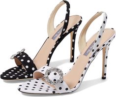 Fitted Slingback Pumps With Buckle Closure For Summer, Chic Slingback Sandals With Round Toe And Adjustable Straps, Chic Slingback Sandals With Round Toe, Chic Fitted Slingback Sandals With Round Toe, Sarah Jessica Parker Shoes, Sjp Shoes, Polka Dot Heels, Sandal Slippers, Embellished Heels